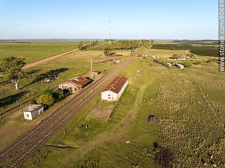 Aerial view of Tres Árboles train station - Department of Paysandú - URUGUAY. Photo #80689