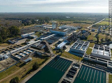 Aerial view of OSE's water treatment plant at Aguas Corrientes - Department of Canelones - URUGUAY. Photo #82013