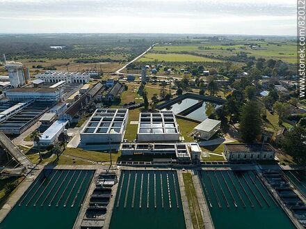 Aerial view of OSE's water treatment plant at Aguas Corrientes - Department of Canelones - URUGUAY. Photo #82012