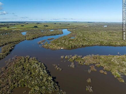 Vista aérea del río Negro hacia el oeste - Department of Cerro Largo - URUGUAY. Photo #82738