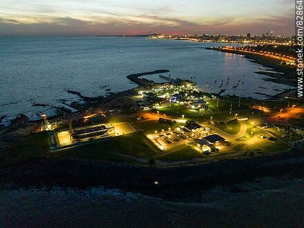 Aerial view of Punta Brava south of Montevideo at sunset - Department of Montevideo - URUGUAY. Photo #82864