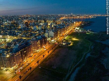 Aerial view of M. Gandhi Promenade at sunset - Department of Montevideo - URUGUAY. Photo #82880