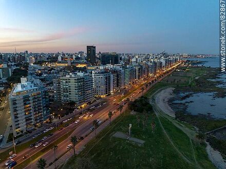 Aerial view of M. Gandhi Promenade at sunset - Department of Montevideo - URUGUAY. Photo #82867