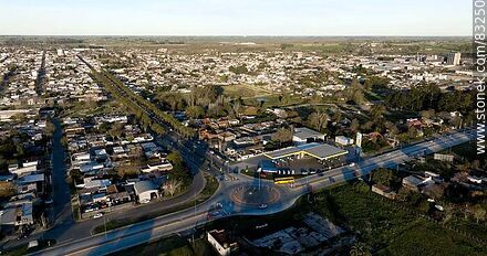 Aerial view of Route 3 traffic circle and continuation of Route 11 to the east. - San José - URUGUAY. Photo #83250