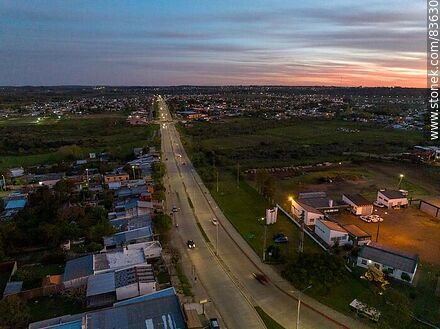 Aerial view of Baltasar Brum Ave. at sunset. - Artigas - URUGUAY. Photo #83630