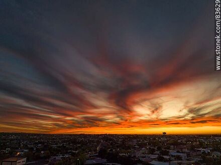 Aerial view of a splendid sky at sunset - Artigas - URUGUAY. Photo #83629