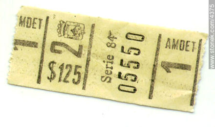 Antiguo boleto de 125 pesos de AMDET - Departamento de Montevideo - URUGUAY. Foto No. 4375