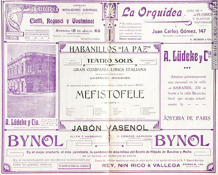 Programs of the Solis theatre starting century XX - Department of Montevideo - URUGUAY. Foto No. 31914