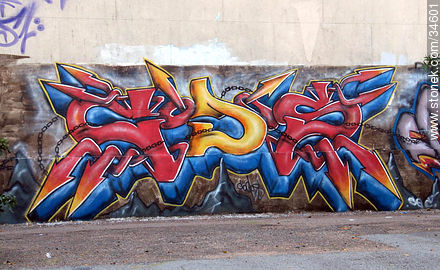 Graffitis in Buceo quarter - Department of Montevideo - URUGUAY. Foto No. 34601