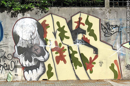 Graffitis in Buceo quarter - Department of Montevideo - URUGUAY. Foto No. 34595
