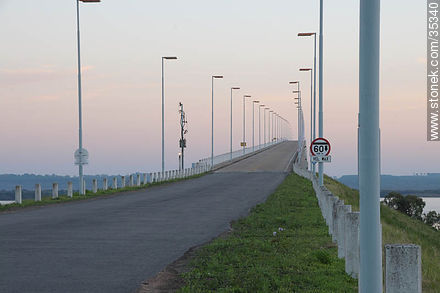 Uruguayan head of the International bridge over Uruguay river - Rio Negro - URUGUAY. Photo #35340