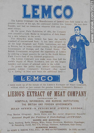 Antiguo folleto del saladero Liebig previo al frígorífico Anglo. - Departamento de Río Negro - URUGUAY. Foto No. 35271