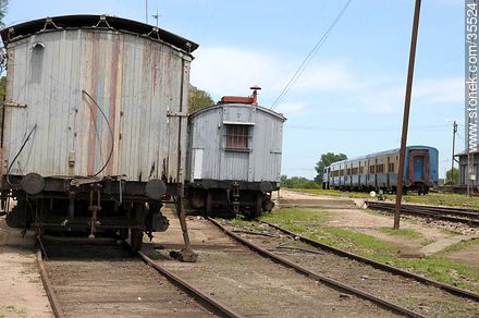 Viejos vagones de ferrocarril utilizados como viviendas provisorias - Departamento de Florida - URUGUAY. Foto No. 35524