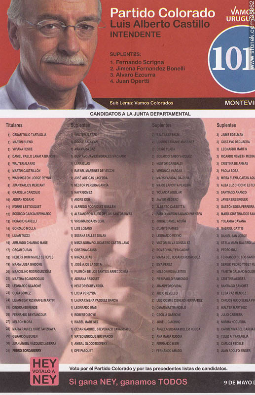 Municipal election 2010 candidate list. - Department of Montevideo - URUGUAY. Foto No. 35862