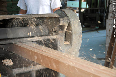 Industria maderera. Cepillado de tablones - Departamento de Paysandú - URUGUAY. Foto No. 37113