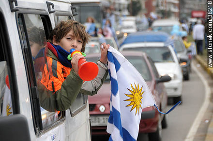 Uruguayan footbal soccer team reception after playing the World Cup in South Africa, 2010. -  - URUGUAY. Photo #38218