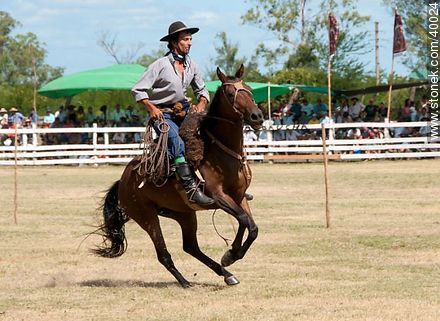 Pruebas de doma. Destreza con lazo en mano, - Departamento de Tacuarembó - URUGUAY. Foto No. 40024