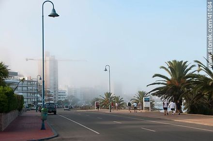 Artigas promenade in the foggy morning - Punta del Este and its near resorts - URUGUAY. Photo #41084