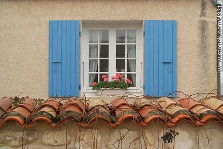 Geraniums and shutters -  - MORE IMAGES. Foto No. 43319