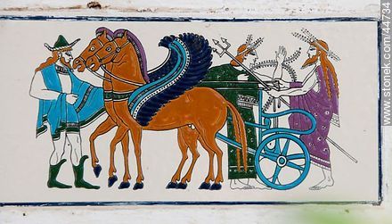 Carro romano pintado en azulejo - Departamento de Florida - URUGUAY. Foto No. 44734