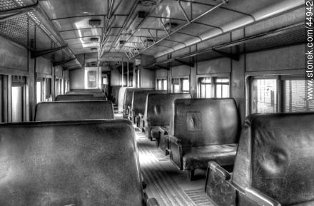 Inside an old railway wagon - Department of Montevideo - URUGUAY. Foto No. 44942