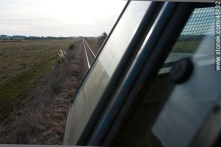 View of countryside from the locomotive - Department of Montevideo - URUGUAY. Photo #45132