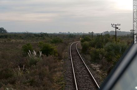 View of countryside from the locomotive - Department of Montevideo - URUGUAY. Photo #45122
