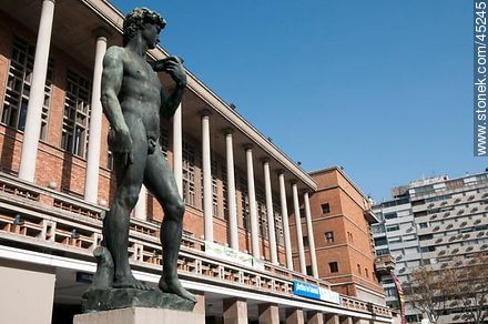 Estatua de el David y el Palacio Municipal - Departamento de Montevideo - URUGUAY. Foto No. 45245