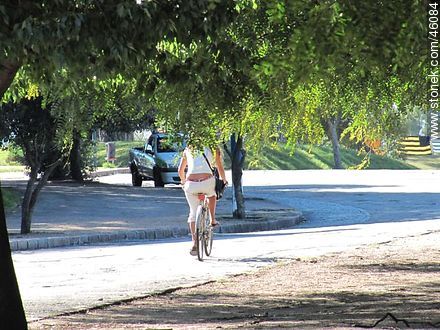 Ciclista en el Parque Batlle - Departamento de Montevideo - URUGUAY. Foto No. 46084