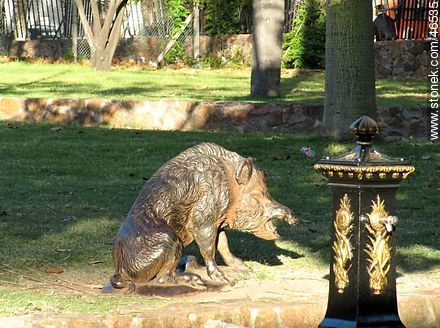 Bronze boar and water dispenser - Department of Montevideo - URUGUAY. Photo #46535