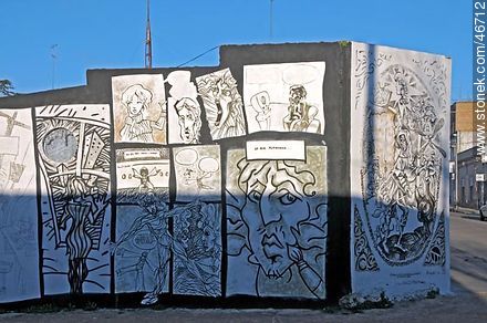 Mural de la ciudad de Rosario. José M. Garat y 25 de Mayo. - Departamento de Colonia - URUGUAY. Foto No. 46712