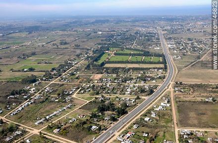 Route 102 from the sky. Colonia Nicolich. - Department of Canelones - URUGUAY. Photo #46823