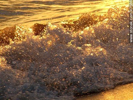 Breaking waves on the shore at sunset - Department of Maldonado - URUGUAY. Photo #47500