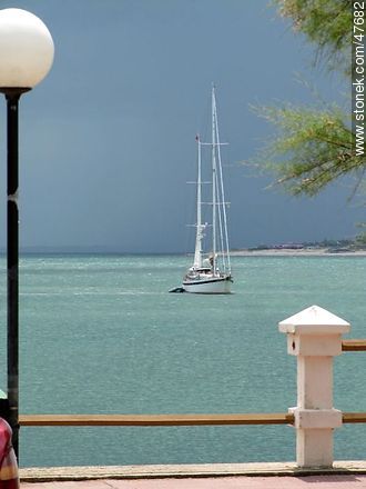 Sailboat in the turquoise sea - Department of Maldonado - URUGUAY. Photo #47682