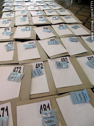 Estudio de votos observados en la Junta Electoral. Llaves de las urnas. - Departamento de Montevideo - URUGUAY. Foto No. 47771