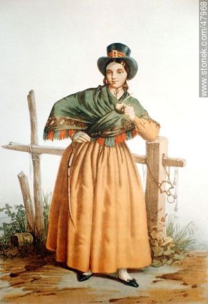 Drawing of a nineteenth century female peasant -  - URUGUAY. Photo #47968