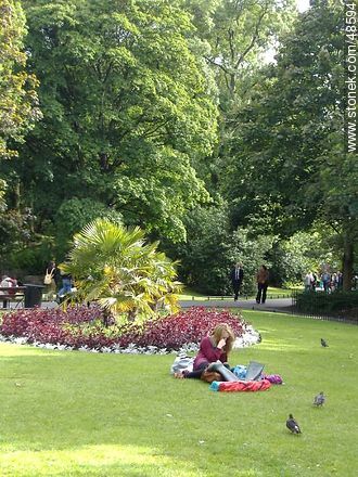 Resting in the grass at the park Saint Stephen's Green - Ireland - BRITISH ISLANDS. Foto No. 48594