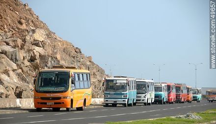 Row of buses at the side of Morro de Arica. - Chile - Others in SOUTH AMERICA. Photo #49657