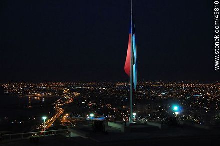 Chilean flag illuminated at night - Chile - Others in SOUTH AMERICA. Photo #49810