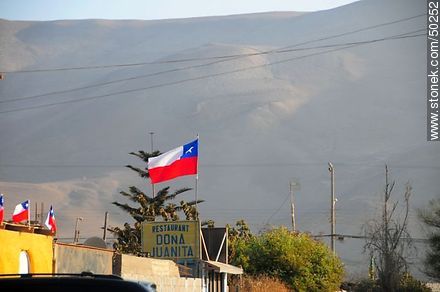 Bandera chilena en San Miguel de Azapa. Restaurant Doña Juanita. - Chile - Otros AMÉRICA del SUR. Foto No. 50252
