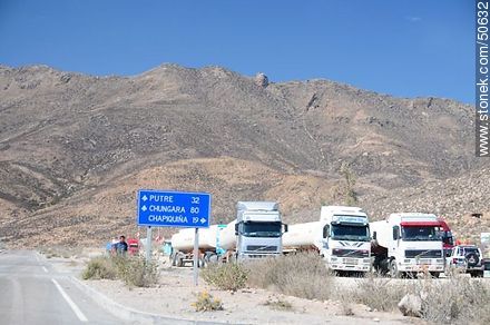 Tanker trucks in exit to Chapiquiña - Chile - Others in SOUTH AMERICA. Photo #50632