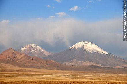 Pomerape and Parinacota volcanoes in the mountains of Nevados de Payachatas - Chile - Others in SOUTH AMERICA. Photo #50760