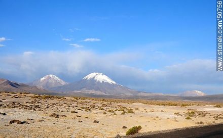 Pomerape and Parinacota volcanoes in the mountains of Nevados de Payachatas - Chile - Others in SOUTH AMERICA. Photo #50756