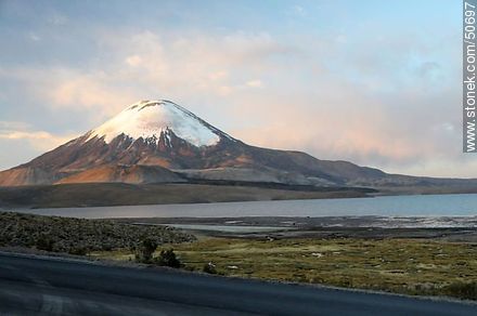 The volcano Parinacota of Nevados de Payachata, and Lake Chungará.  - Chile - Others in SOUTH AMERICA. Photo #50697