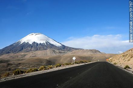 Volcano Parinacota and  looming  Sajama volcano - Chile - Others in SOUTH AMERICA. Photo #51767