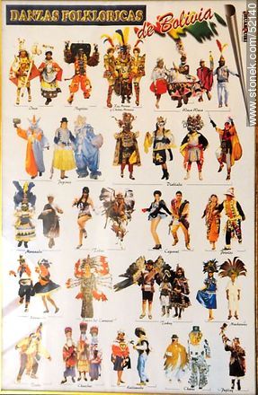 Afiche sobre danzas folclóricas de Bolivia - Bolivia - Otros AMÉRICA del SUR. Foto No. 52140