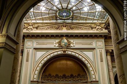 Senate of the Republic. Roof glazing and Coat of Arms. - Department of Montevideo - URUGUAY. Photo #53788