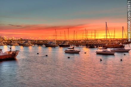 Colors of the sunset at the port of Punta del Este - Punta del Este and its near resorts - URUGUAY. Photo #53971