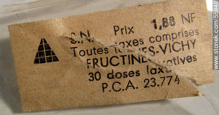 Etiqueta de Fructines - Vichy, laxante. -  - IMÁGENES VARIAS. Foto No. 55940