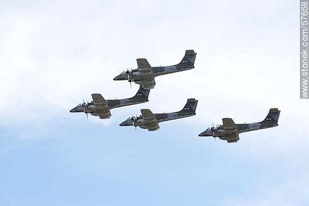 Formation of Pucara IA-58 aircrafts - Department of Montevideo - URUGUAY. Photo #57658